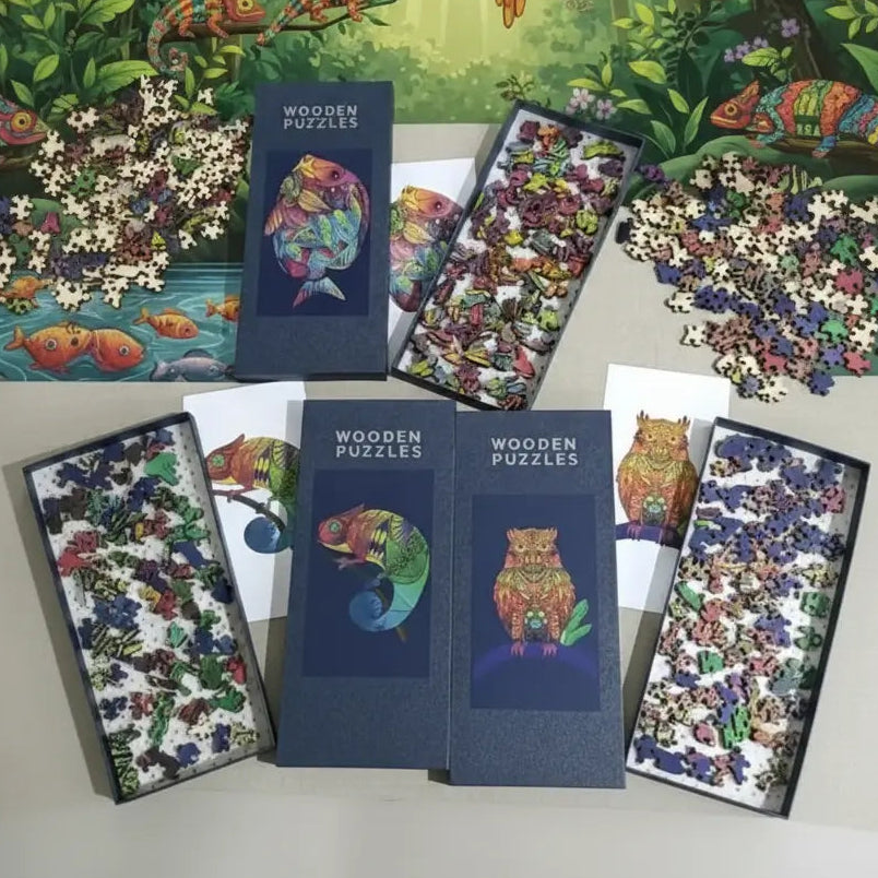 152 Pcs Wooden Animal Jigsaw Puzzle Gift Box