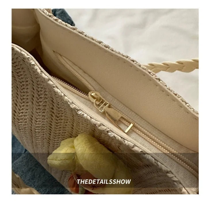 Pu Straw Large Capacity Shoulder & Tote Bag