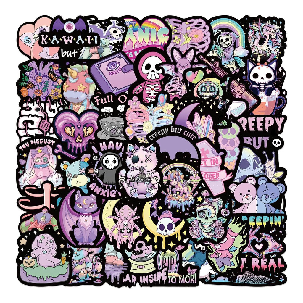 Purple Gothic Kuromi Stickers Pack - Set of 56