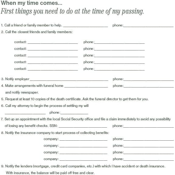 Putting Things In Order – To Help My Loved Ones When I’m Gone