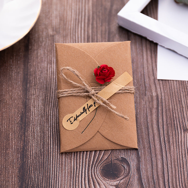Vintage Kraft Paper Dried Flower Greeting Card