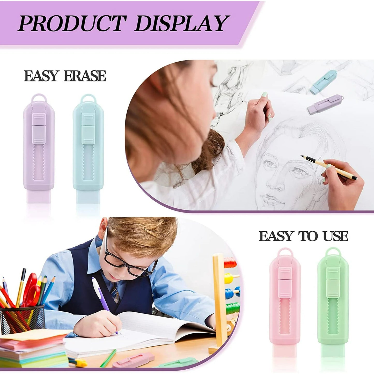 Retractable Pull n Push Eraser