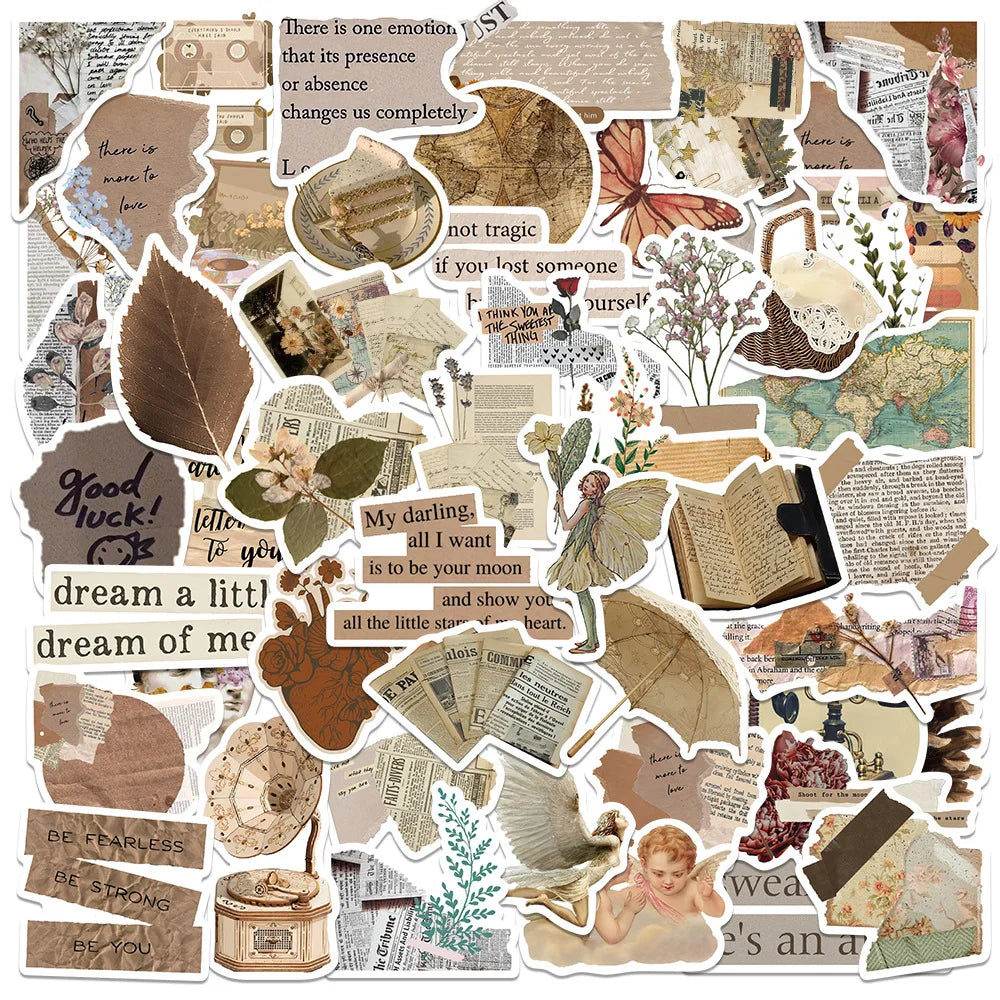 Retro Aesthetic Art Decor Stickers set of 100