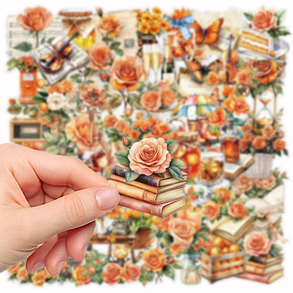 Retro Orange Flower Pet Stickers Pack