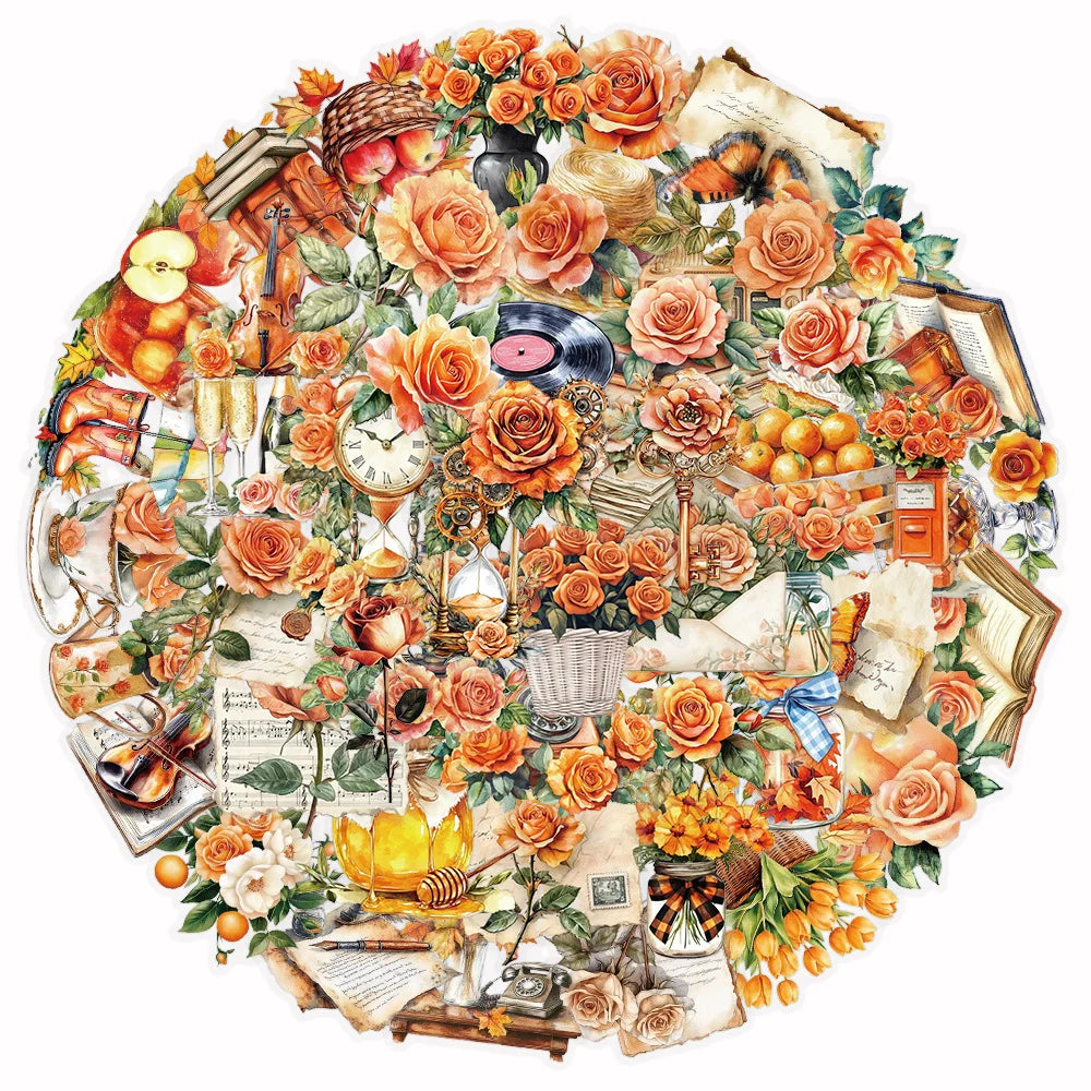 Retro Orange Flower Pet Stickers Pack