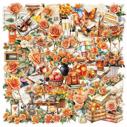 Retro Orange Flower Pet Stickers Pack