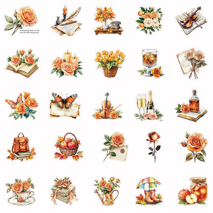 Retro Orange Flower Pet Stickers Pack