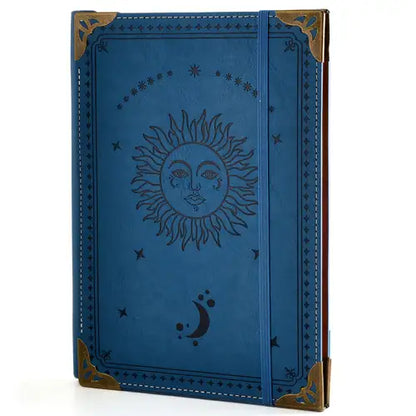 Bohemian Celestial Leather Diary Notebook with Elastic Closure