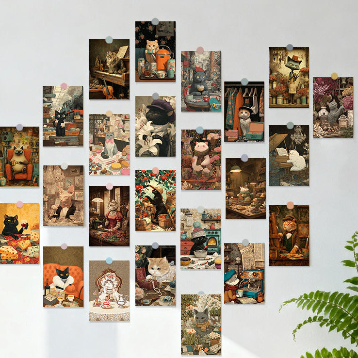 Retro Vintage Cat Greeting Card  For Home Decoration