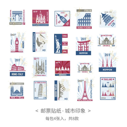 Retro Youth City Travel Notes Stamps Stickers