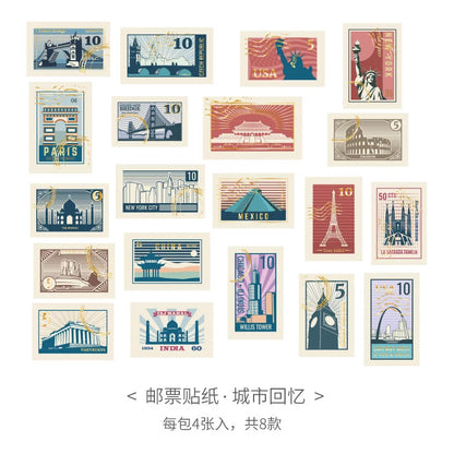 Retro Youth City Travel Notes Stamps Stickers