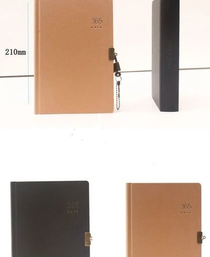 Retro 365 Plain Paged Planner Journal With Lock