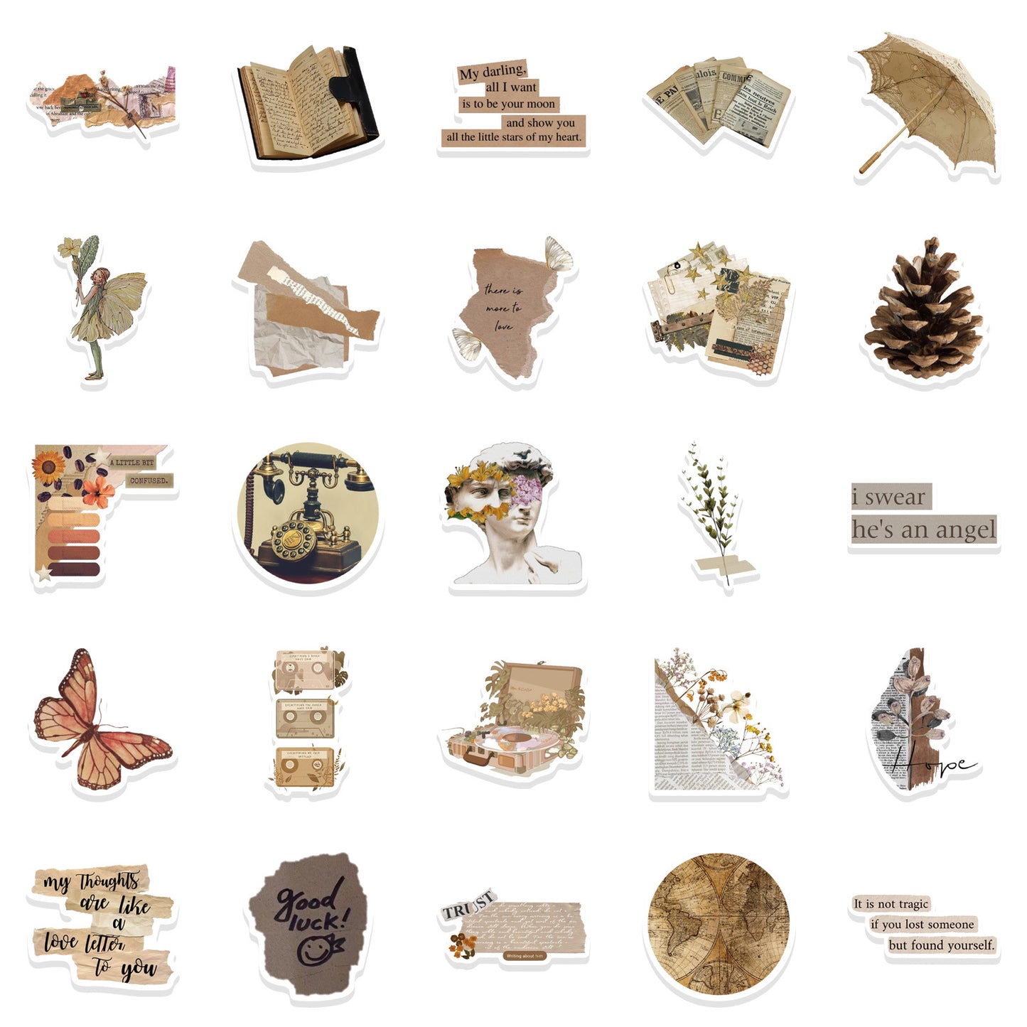 Retro Aesthetic Art Decor Stickers set of 100