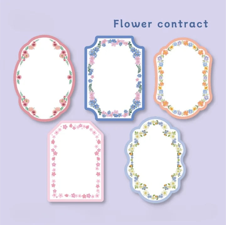 Set of floral border designs on a light purple background with 'Flower contract' text.