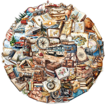 Retro Travel Journal Stickers, Transparent PET