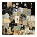 Collage of celestial and vintage-themed illustrations on a black background