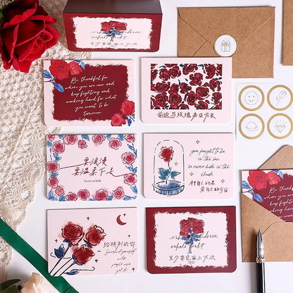 Romantic Rose Series Greeting Card with Postcard Envelope