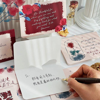 Romantic Rose Series Greeting Card with Postcard Envelope