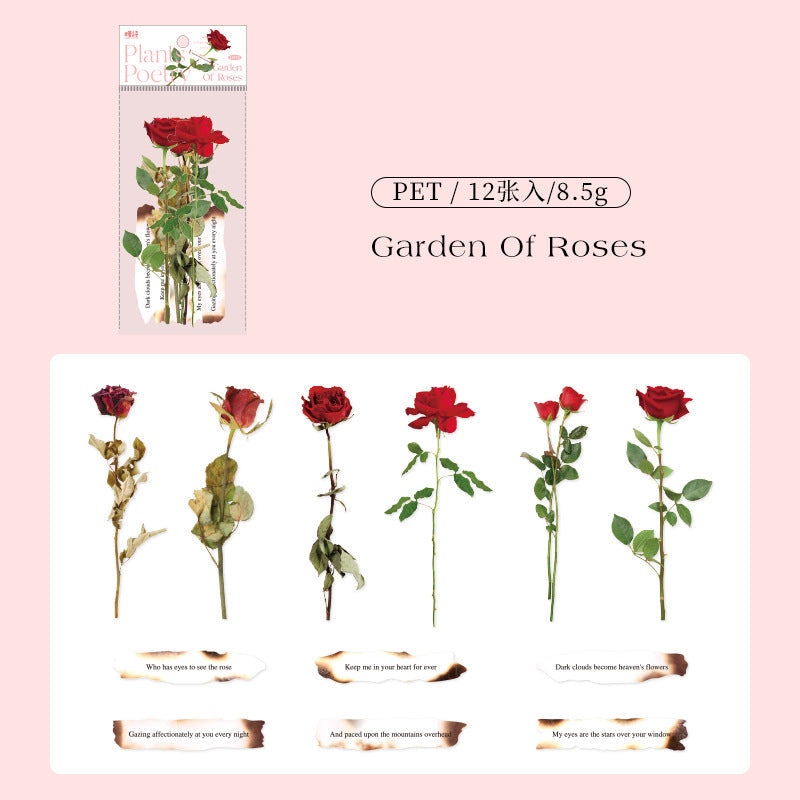 Rose PET Stickers with Burn Paper