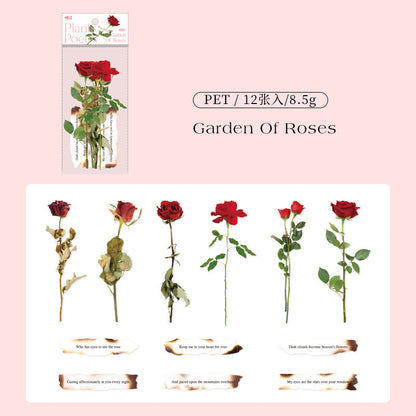 Rose PET Stickers with Burn Paper