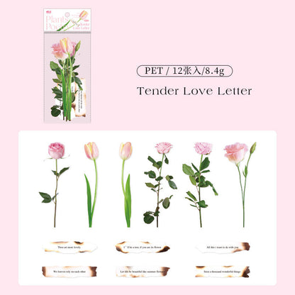 Rose PET Stickers with Burn Paper
