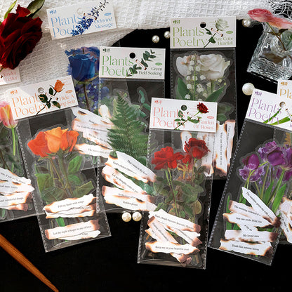 Rose PET Stickers with Burn Paper