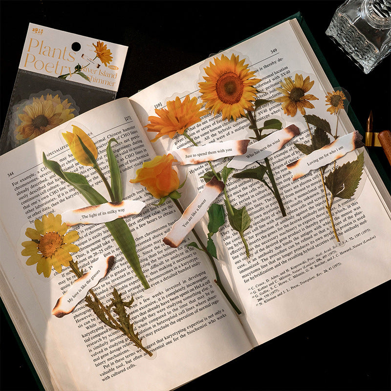 Rose PET Stickers with Burn Paper