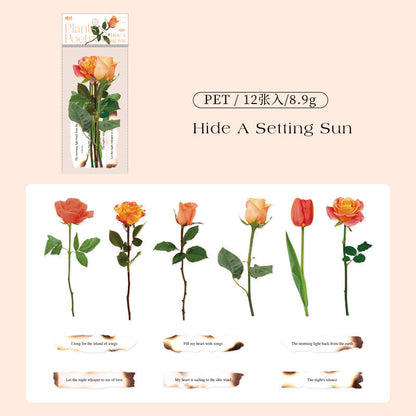 Rose PET Stickers with Burn Paper