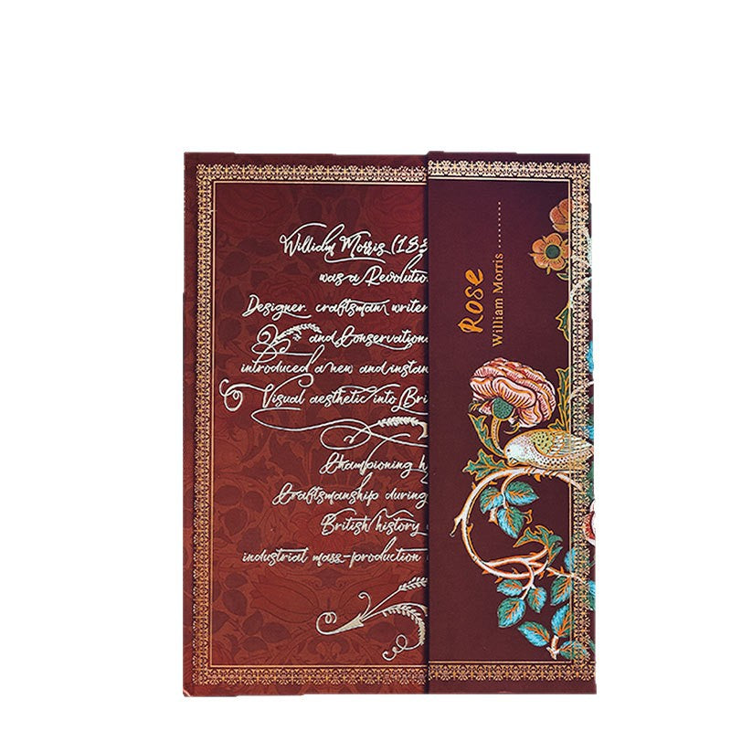 Decorative notebook with floral design and text on a white background