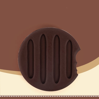 Close-up of a chocolate cookie with a brown background