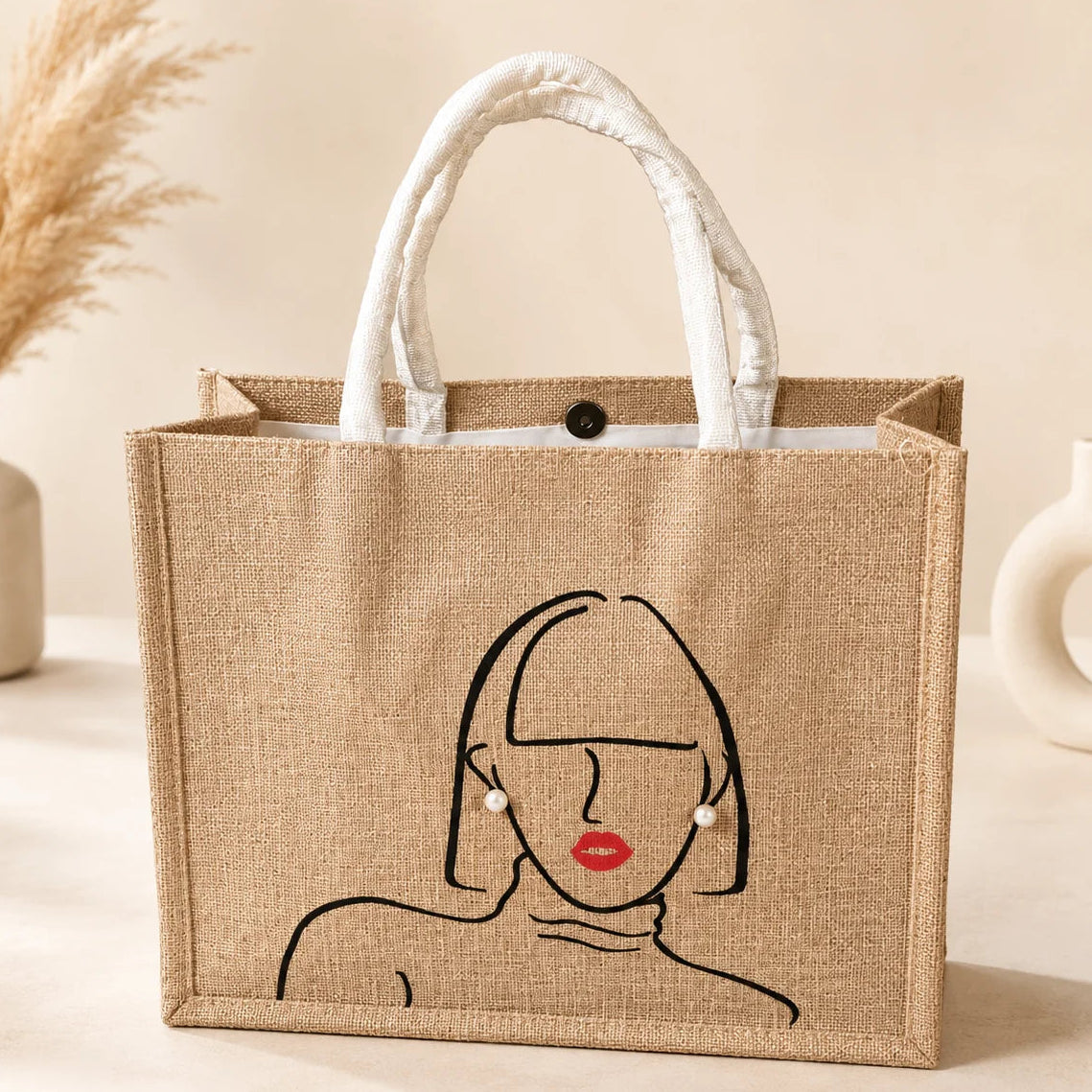 She with Pearl Earrings Boxed Tote
