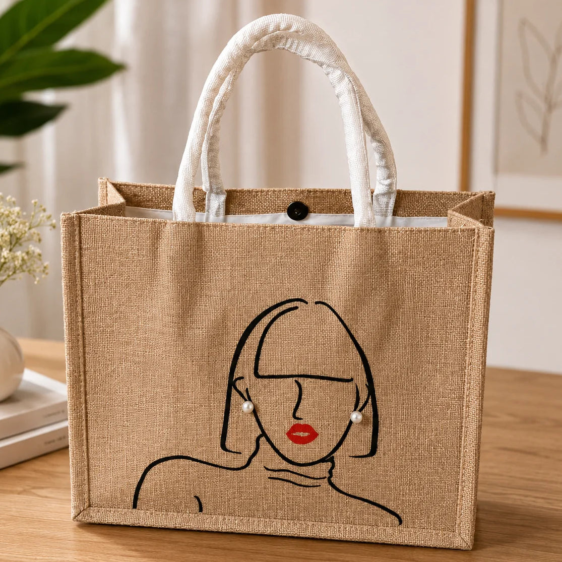 She with Pearl Earrings Boxed Tote
