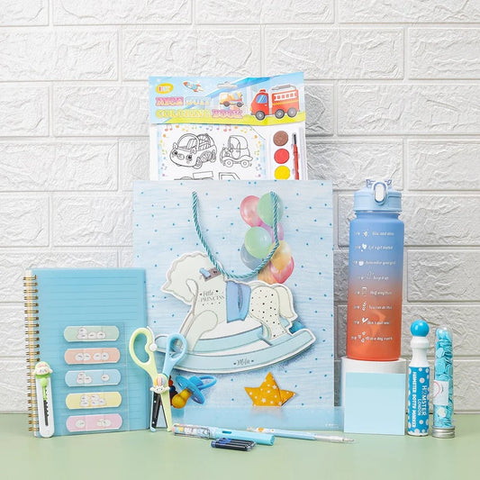 Sky Blue Stationery Set with Water Bottle