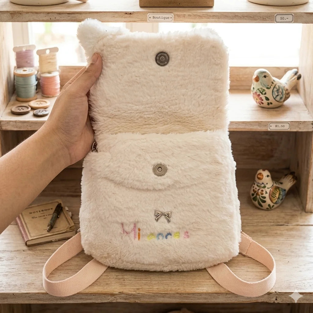 Fur Wings Cute Little Fairy Woolen Backpack