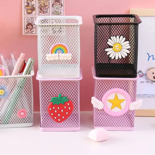 Square Metal Mesh Pen Holder