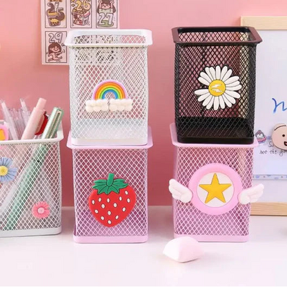 Square Metal Mesh Pen Holder