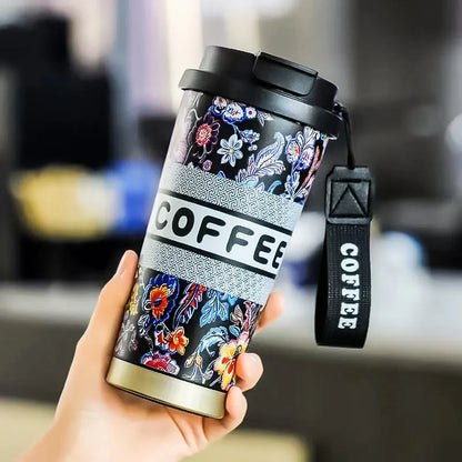 Colorful Flower Stainless Steel Thermal Mug