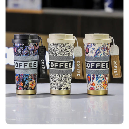 Colorful Flower Stainless Steel Thermal Mug