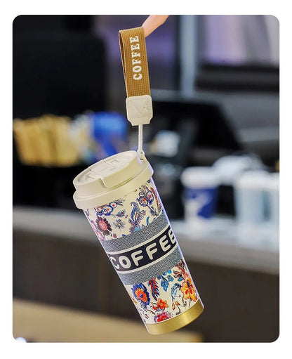 Colorful Flower Stainless Steel Thermal Mug