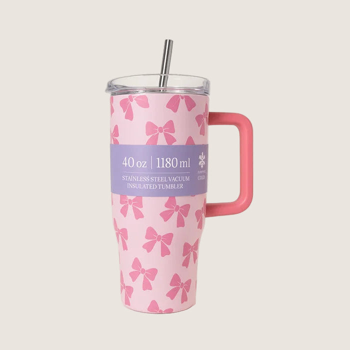 Double Wall Large Capacity Travel Mug - Pink