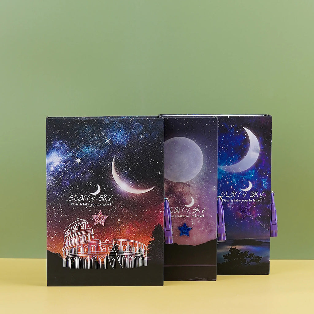 Starry Sky Retro Password Lock Dairy Journal