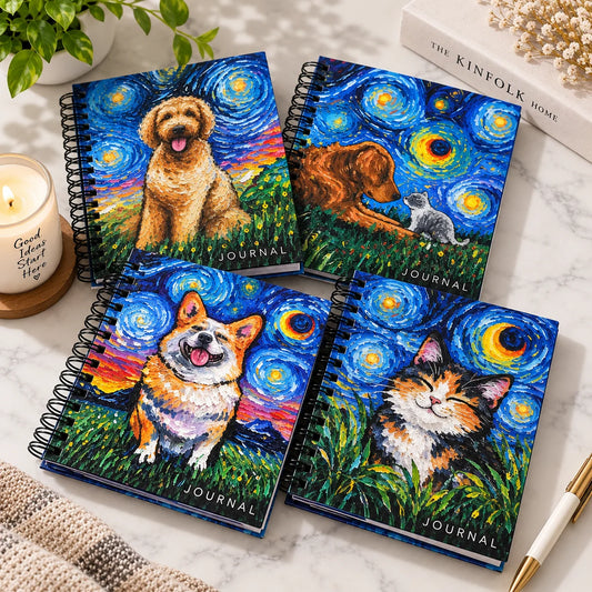 Starry Night Pet Art Lined Notebooks