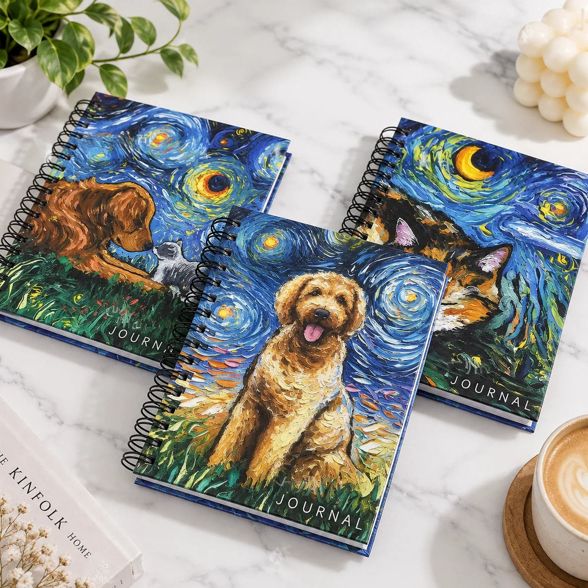 Starry Night Pet Art Lined Notebooks