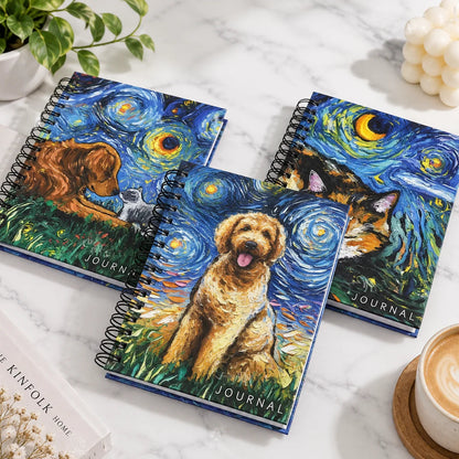 Starry Night Pet Art Lined Notebooks