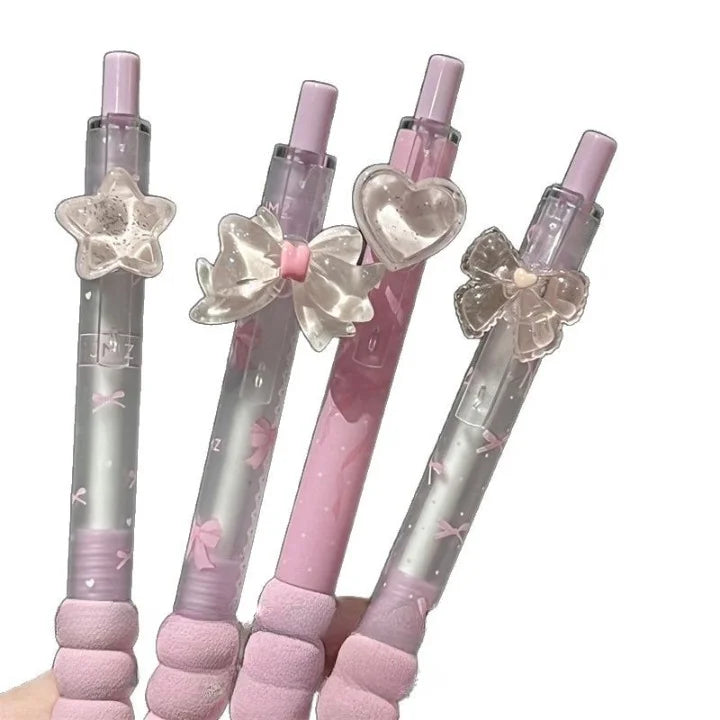 Kawaii Crystal Charm Soft Grip Pen Set