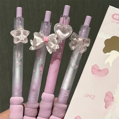 Kawaii Crystal Charm Soft Grip Pen Set