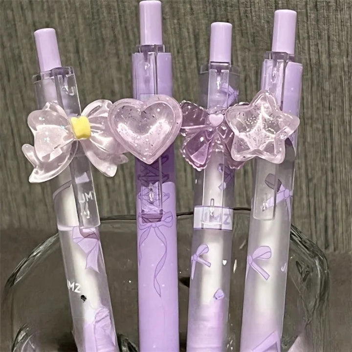 Kawaii Crystal Charm Soft Grip Pen Set