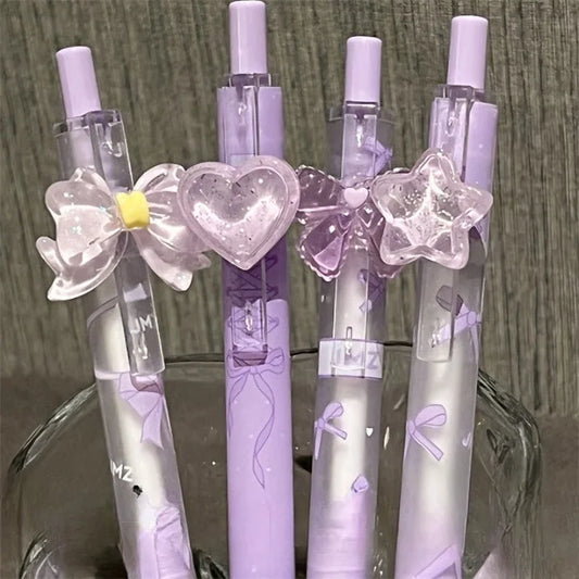 Kawaii Crystal Charm Soft Grip Pen Set