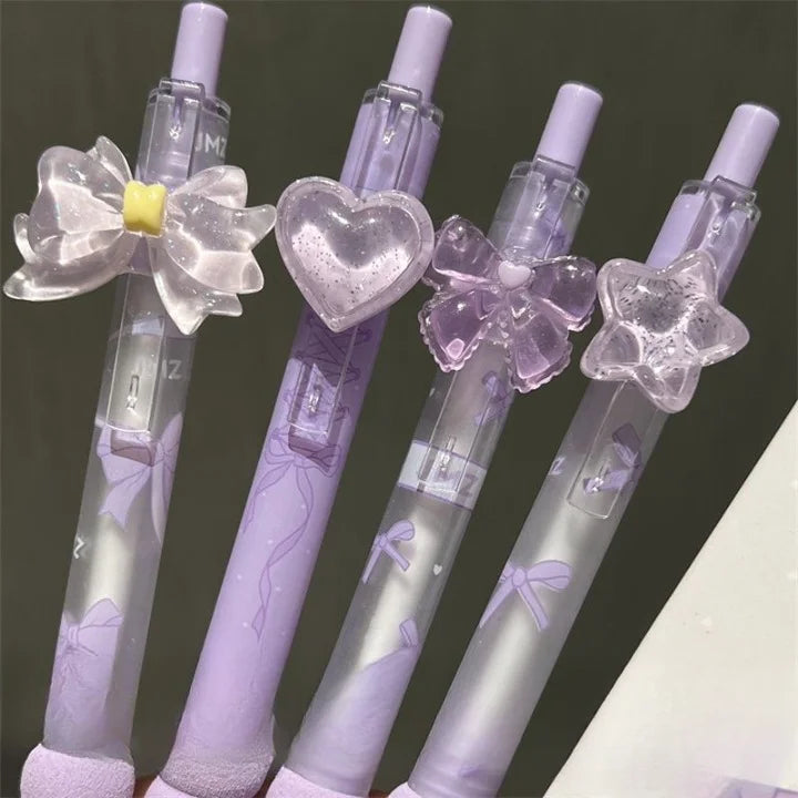Kawaii Crystal Charm Soft Grip Pen Set