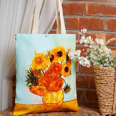 Van Gogh Painting Canvas Shoulder Bag - Sunflower